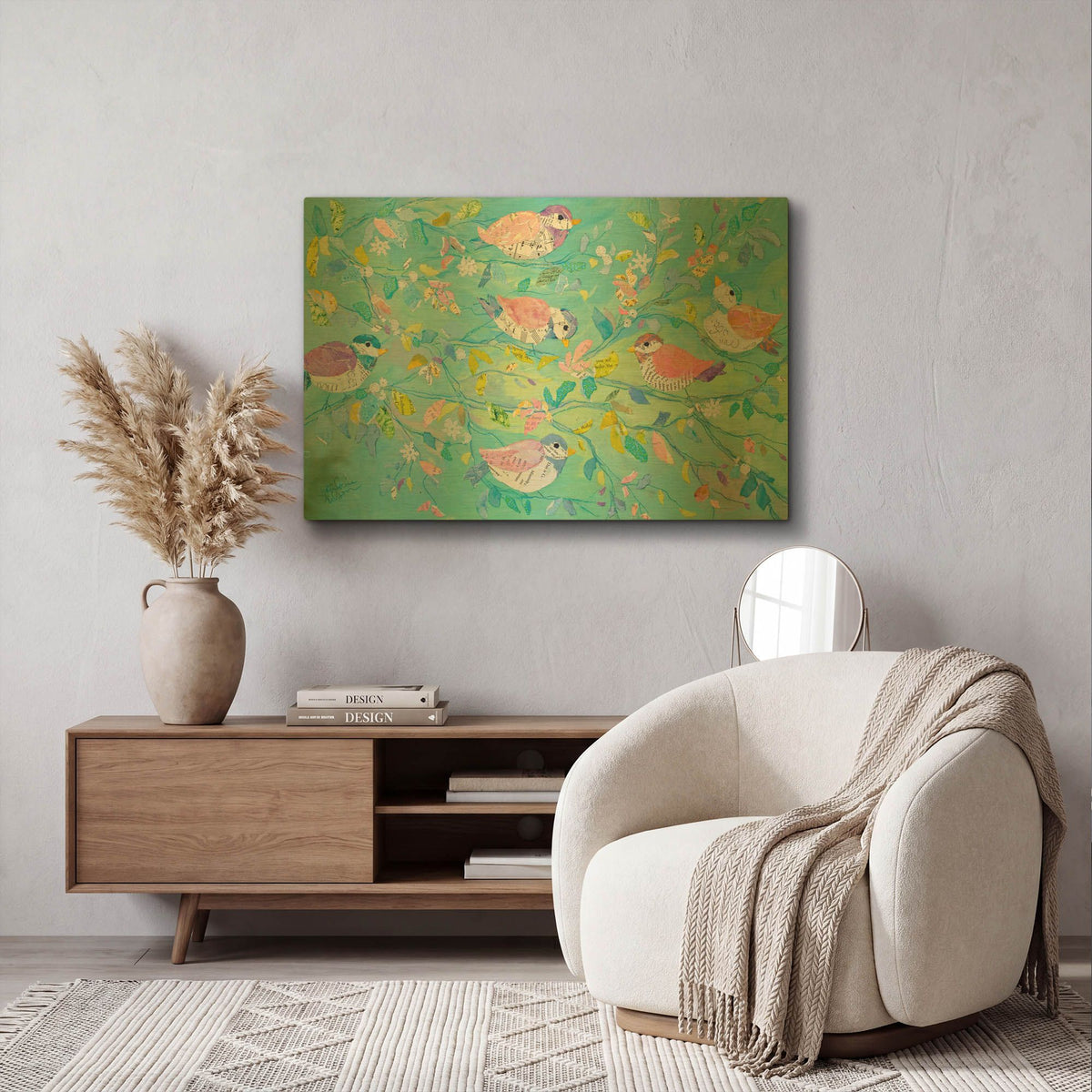 'Birds And Branches 2' By St. Hilaire Elizabeth Gold Metal Wall Art