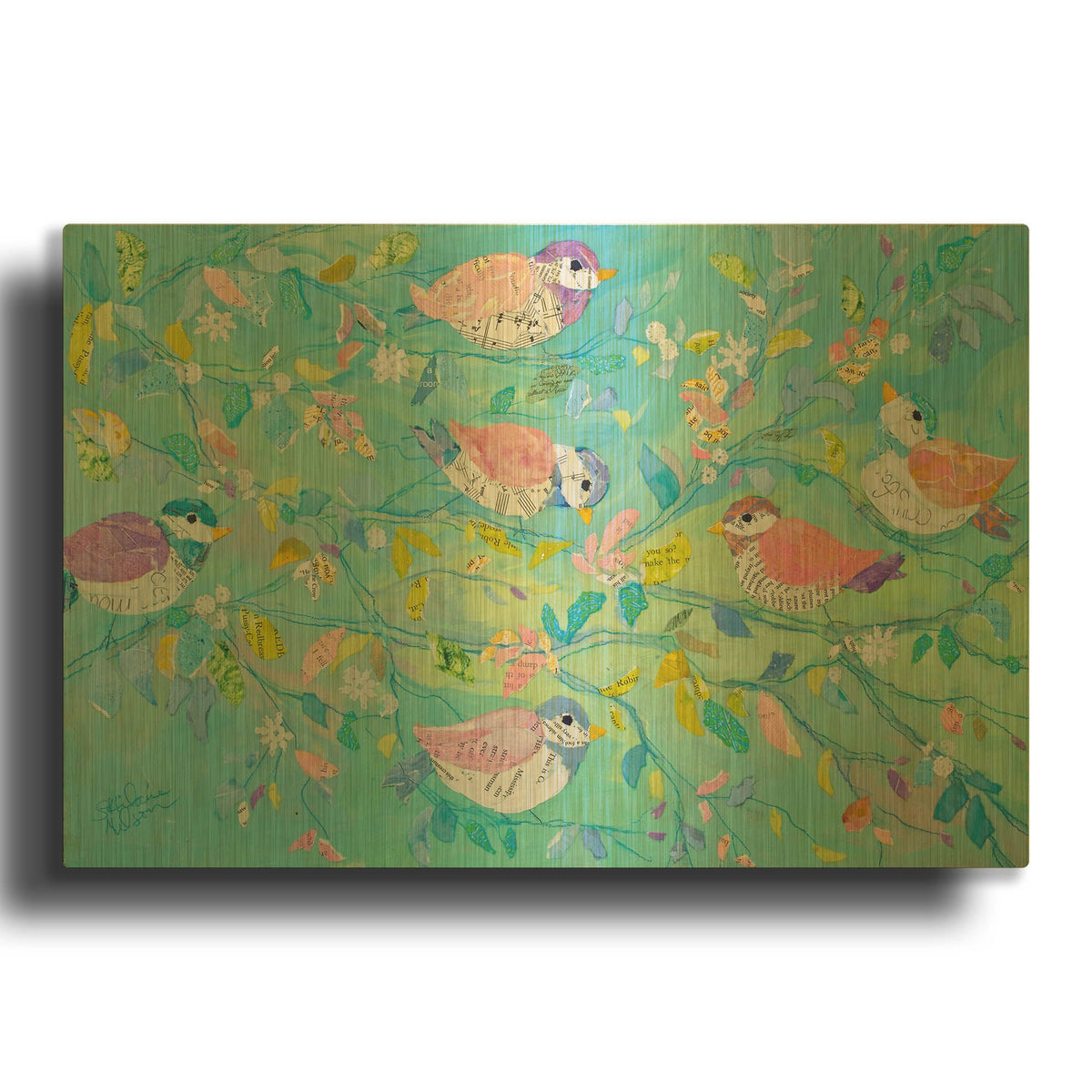 'Birds And Branches 2' By St. Hilaire Elizabeth Gold Metal Wall Art