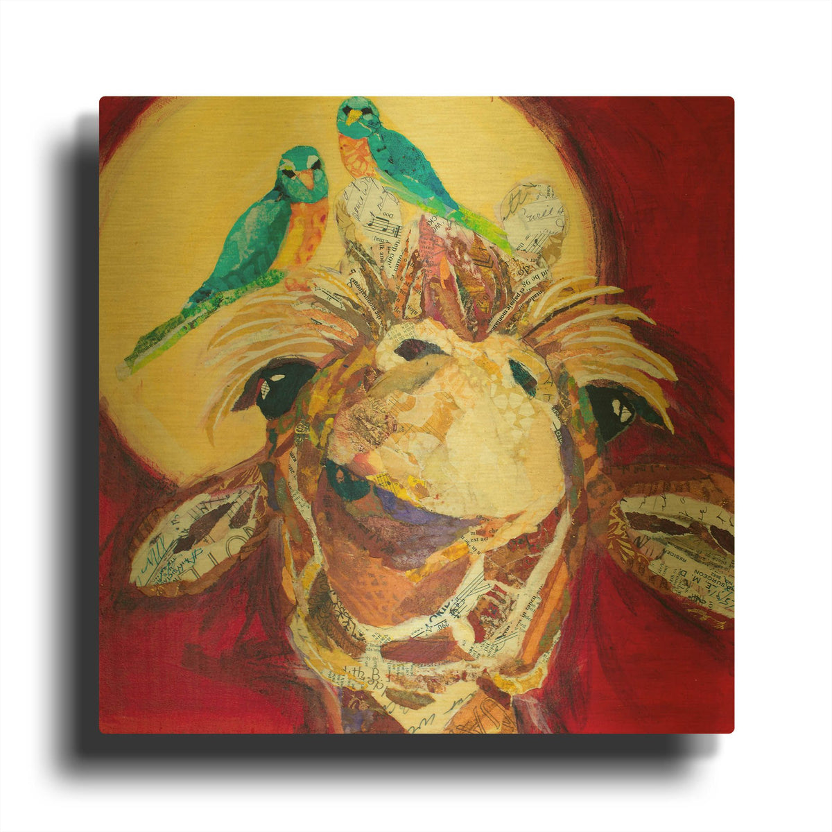 'Giraffe And Birds' By St. Hilaire Elizabeth Gold Metal Wall Art