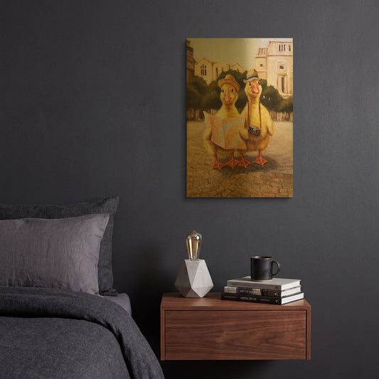 'Tourists' By Lucia Heffernan Gold Metal Wall Art