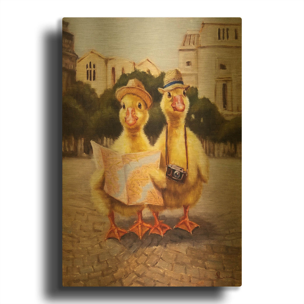 'Tourists' By Lucia Heffernan Gold Metal Wall Art