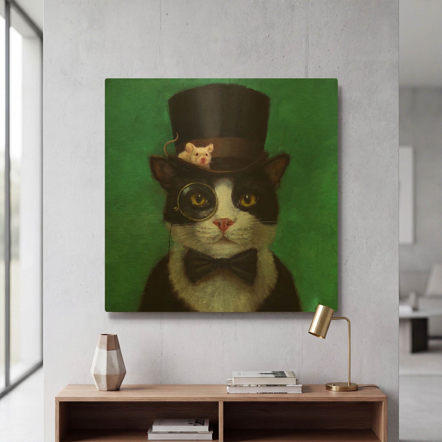 'Tuxedo Cat' By Lucia Heffernan Gold Metal Wall Art