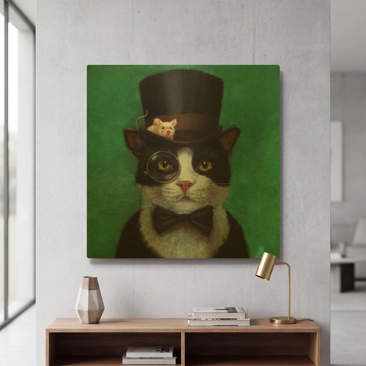 'Tuxedo Cat' By Lucia Heffernan Gold Metal Wall Art