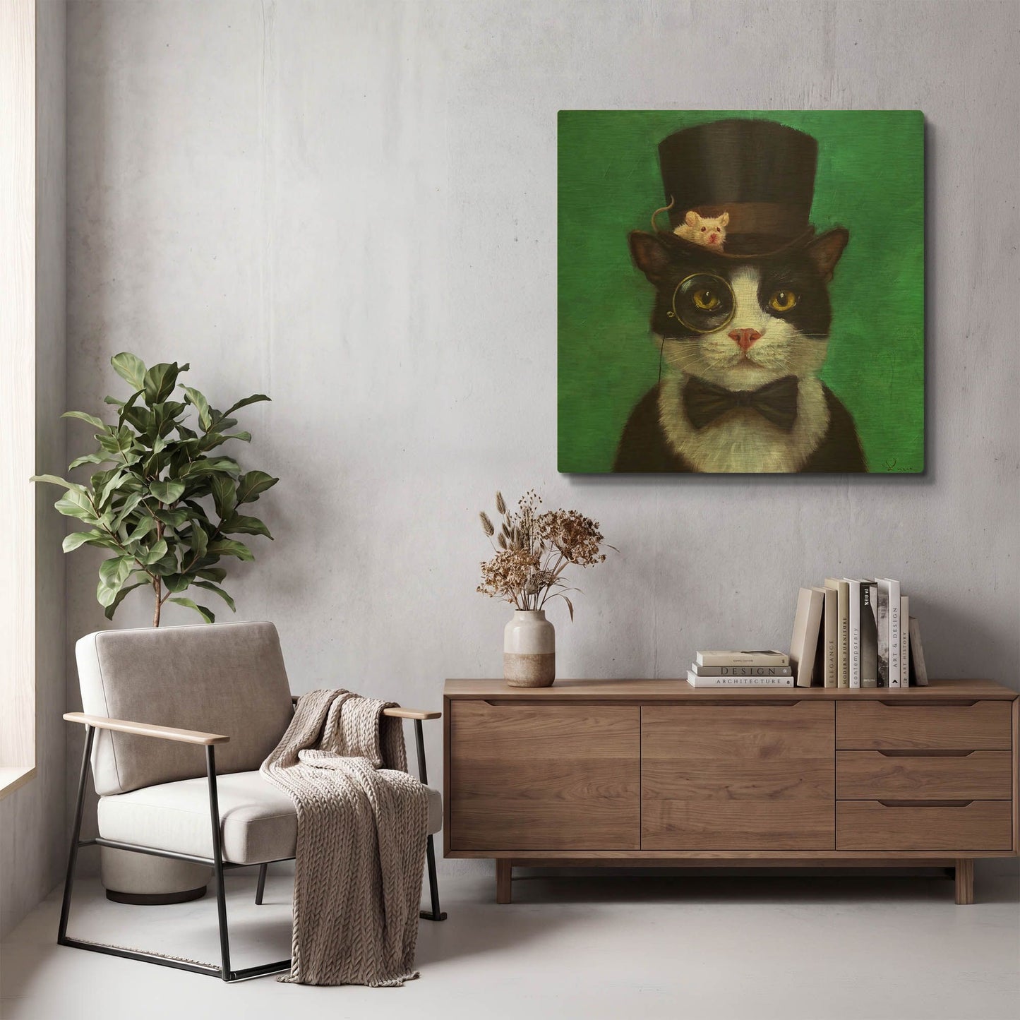'Tuxedo Cat' By Lucia Heffernan Gold Metal Wall Art