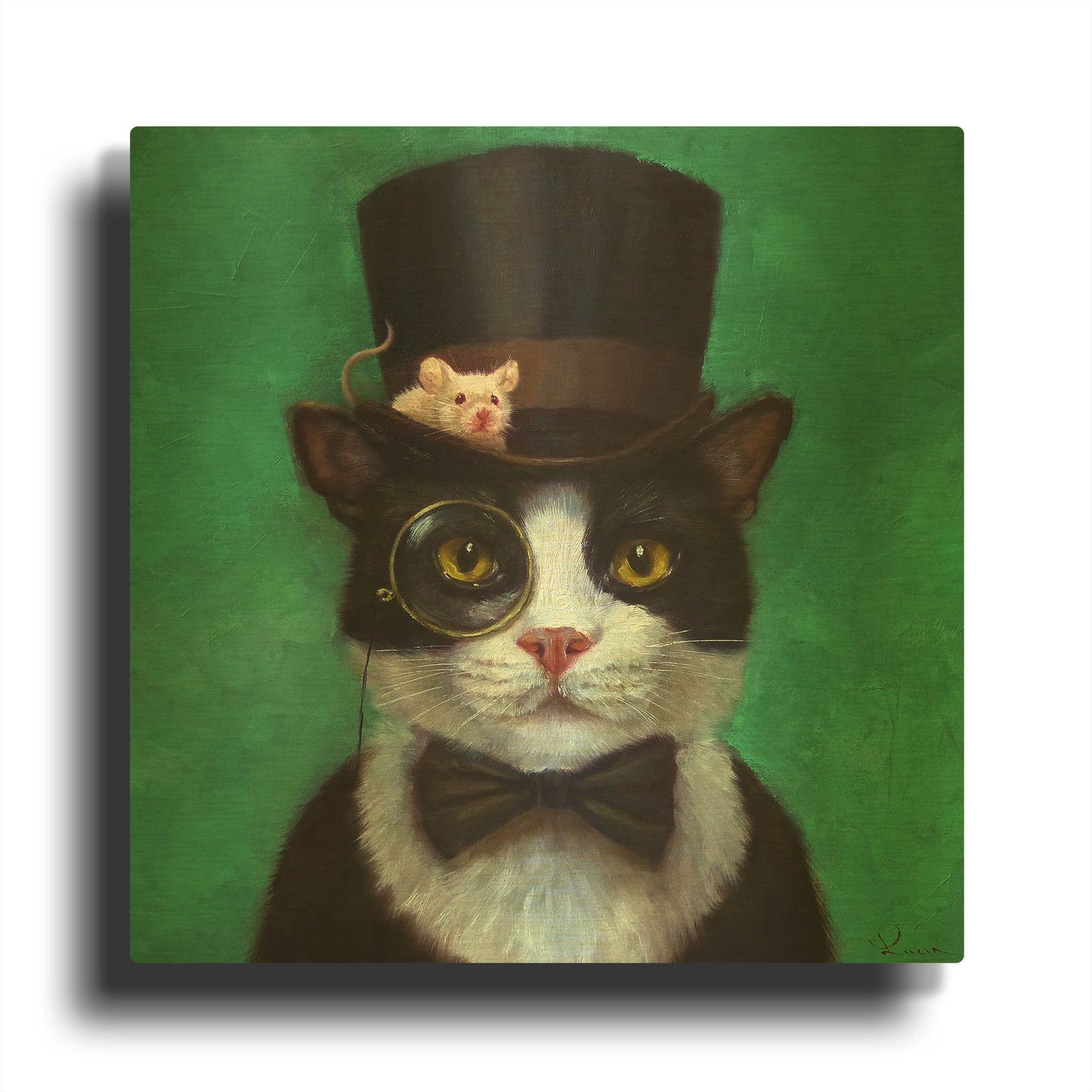 'Tuxedo Cat' By Lucia Heffernan Gold Metal Wall Art