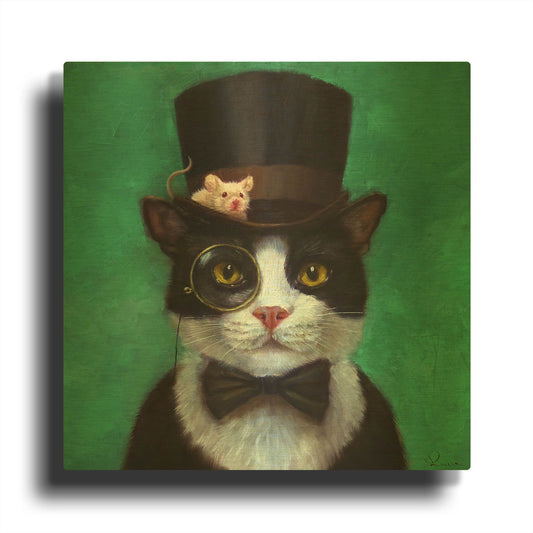 'Tuxedo Cat' By Lucia Heffernan Gold Metal Wall Art