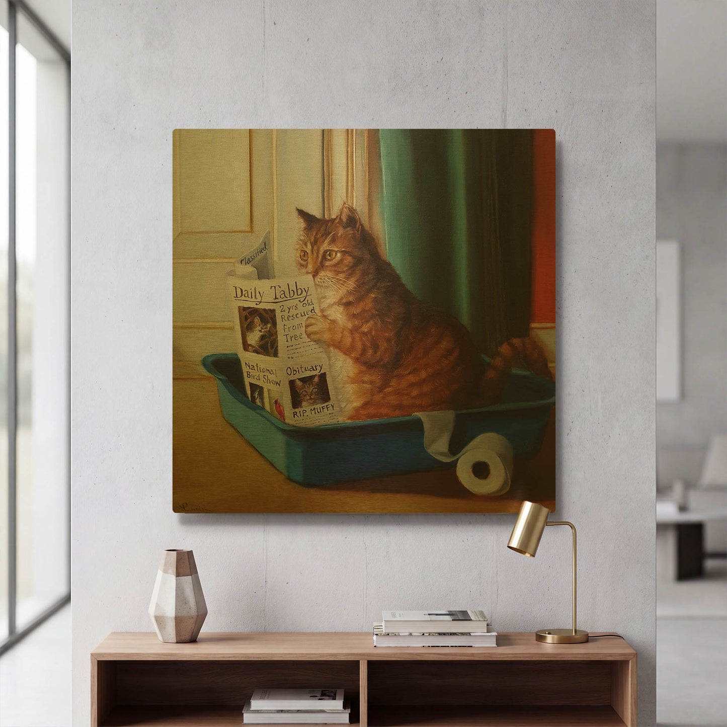 'Kitty Throne' By Lucia Heffernan Gold Metal Wall Art