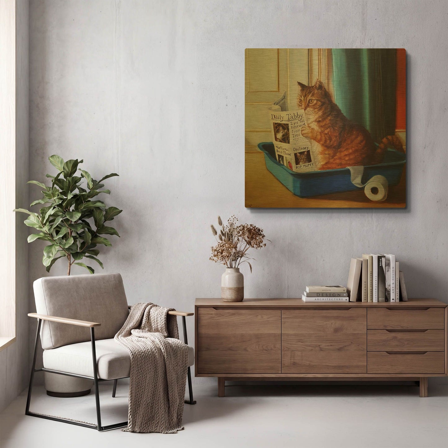 'Kitty Throne' By Lucia Heffernan Gold Metal Wall Art