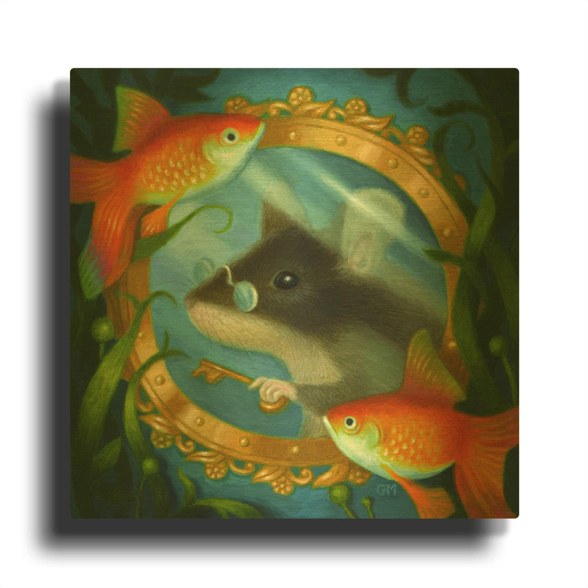 'Mouse Explorer Extraordinaire' By Gina Matarazzo Gold Metal Wall Art