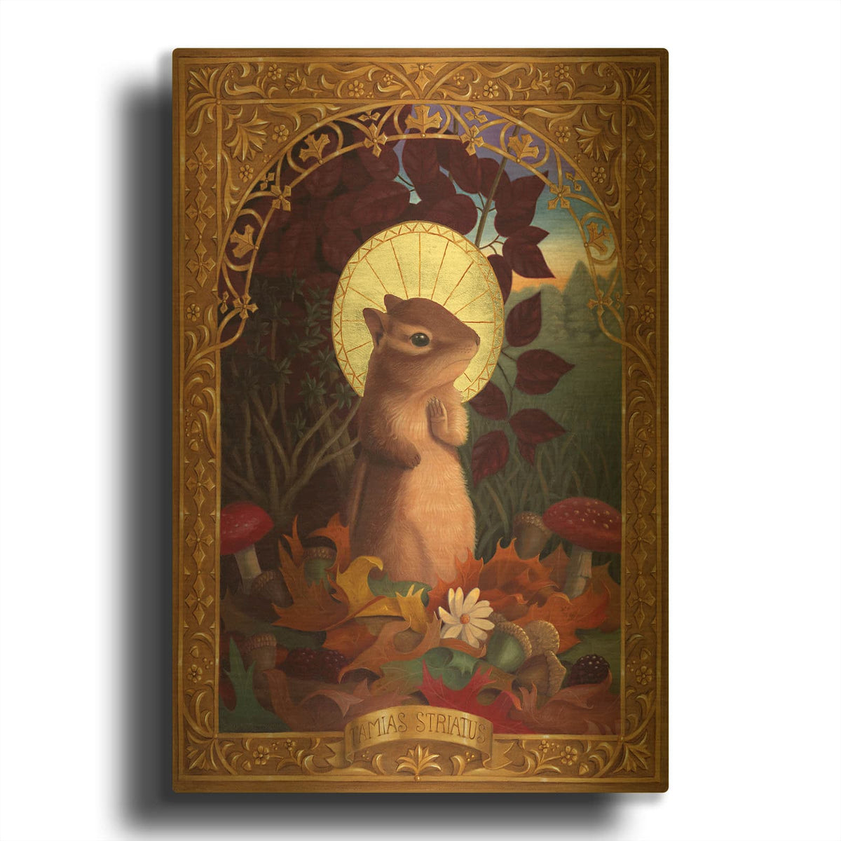 'Tamias Striatas' By Gina Matarazzo Gold Metal Wall Art