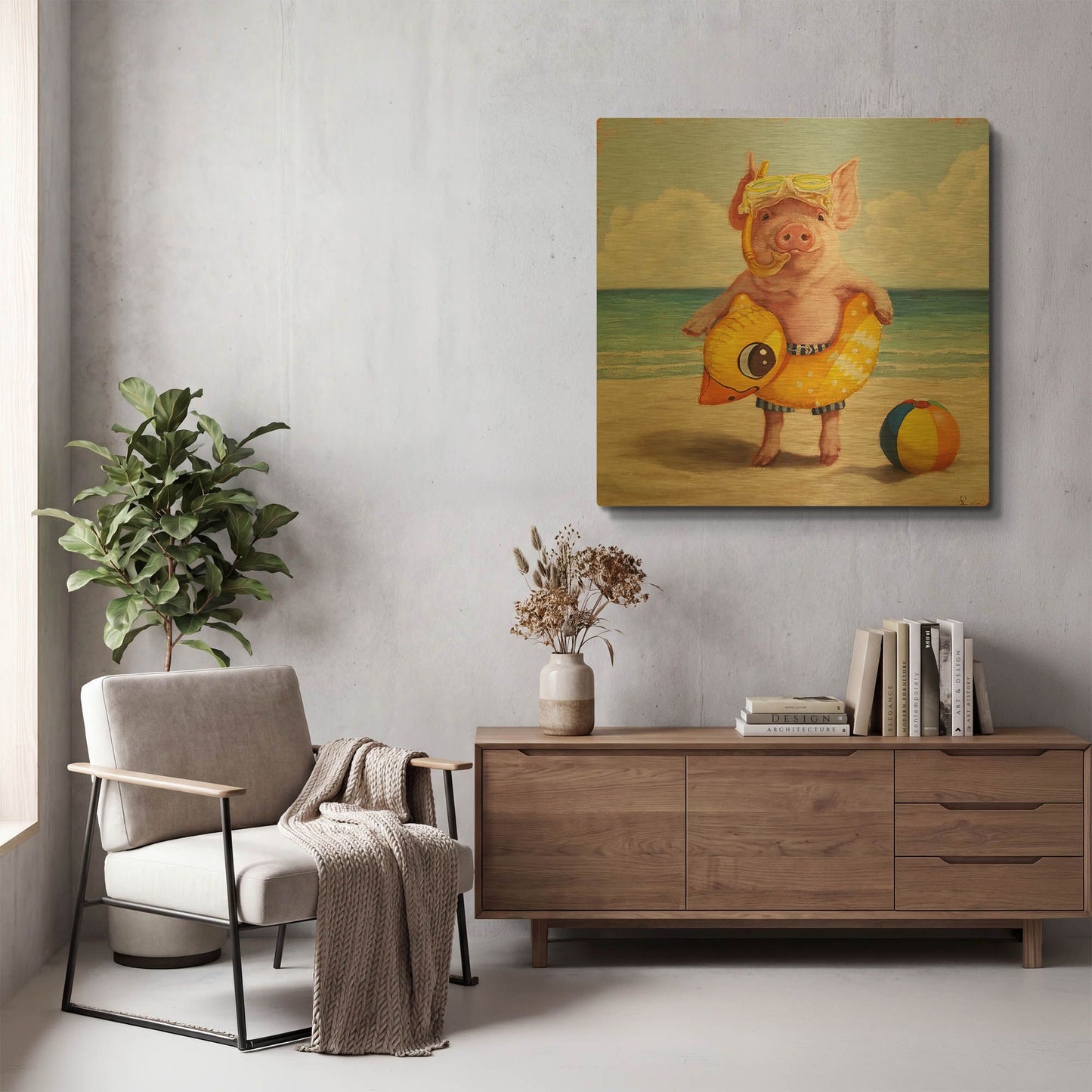 'Baked Ham' By Lucia Heffernan Gold Metal Wall Art