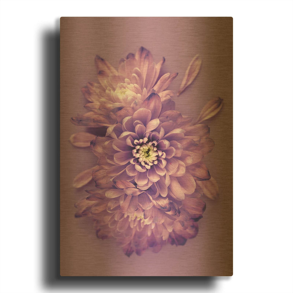 'Lavender Chrysanthemums' By Incado Gold Metal Wall Art