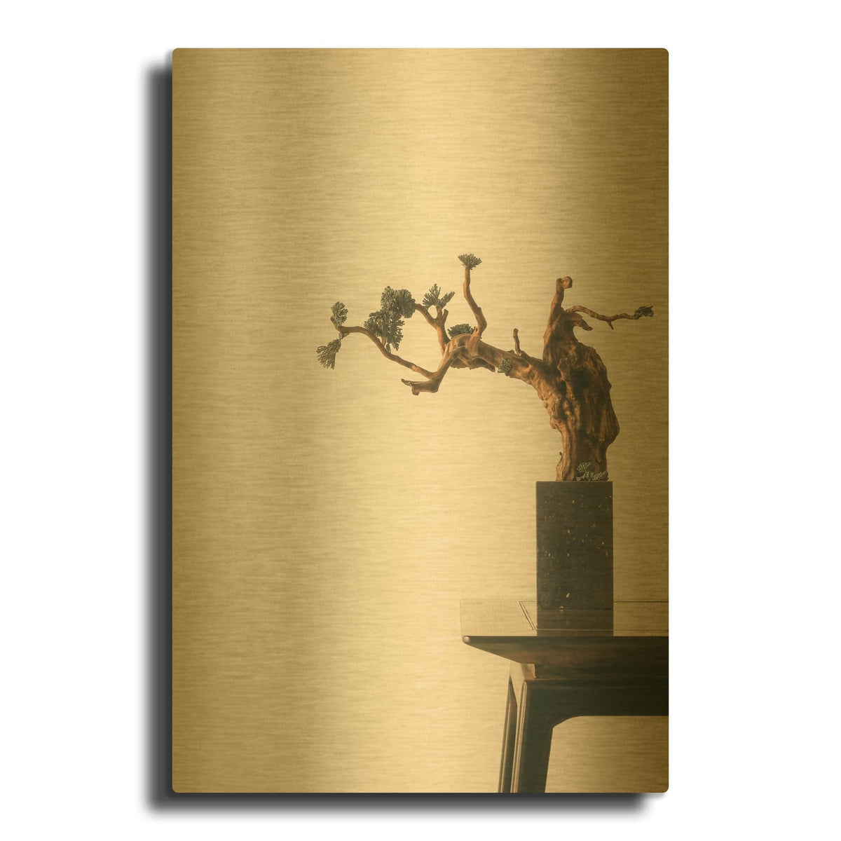 'Patience And Dedication Bonsai' By Incado Gold Metal Wall Art