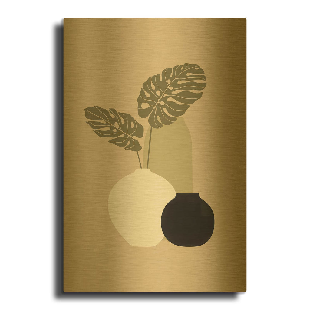 'Three Vases 1' By Incado Gold Metal Wall Art