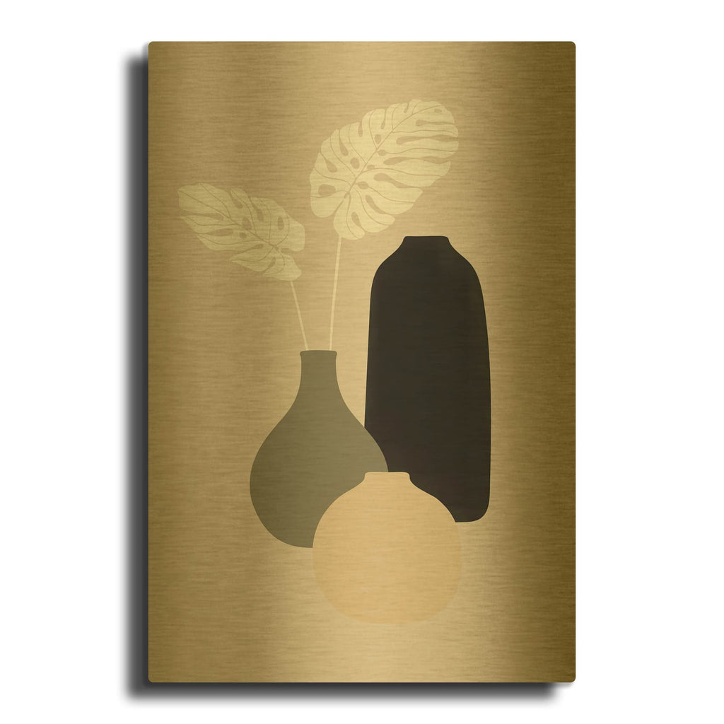 'Three Vases 2' By Incado Gold Metal Wall Art