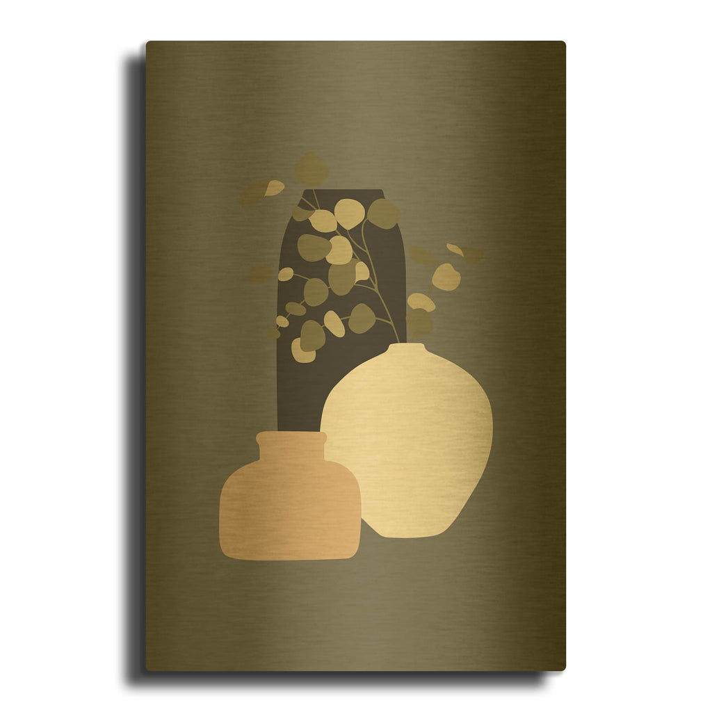 'Three Vases 3' By Incado Gold Metal Wall Art