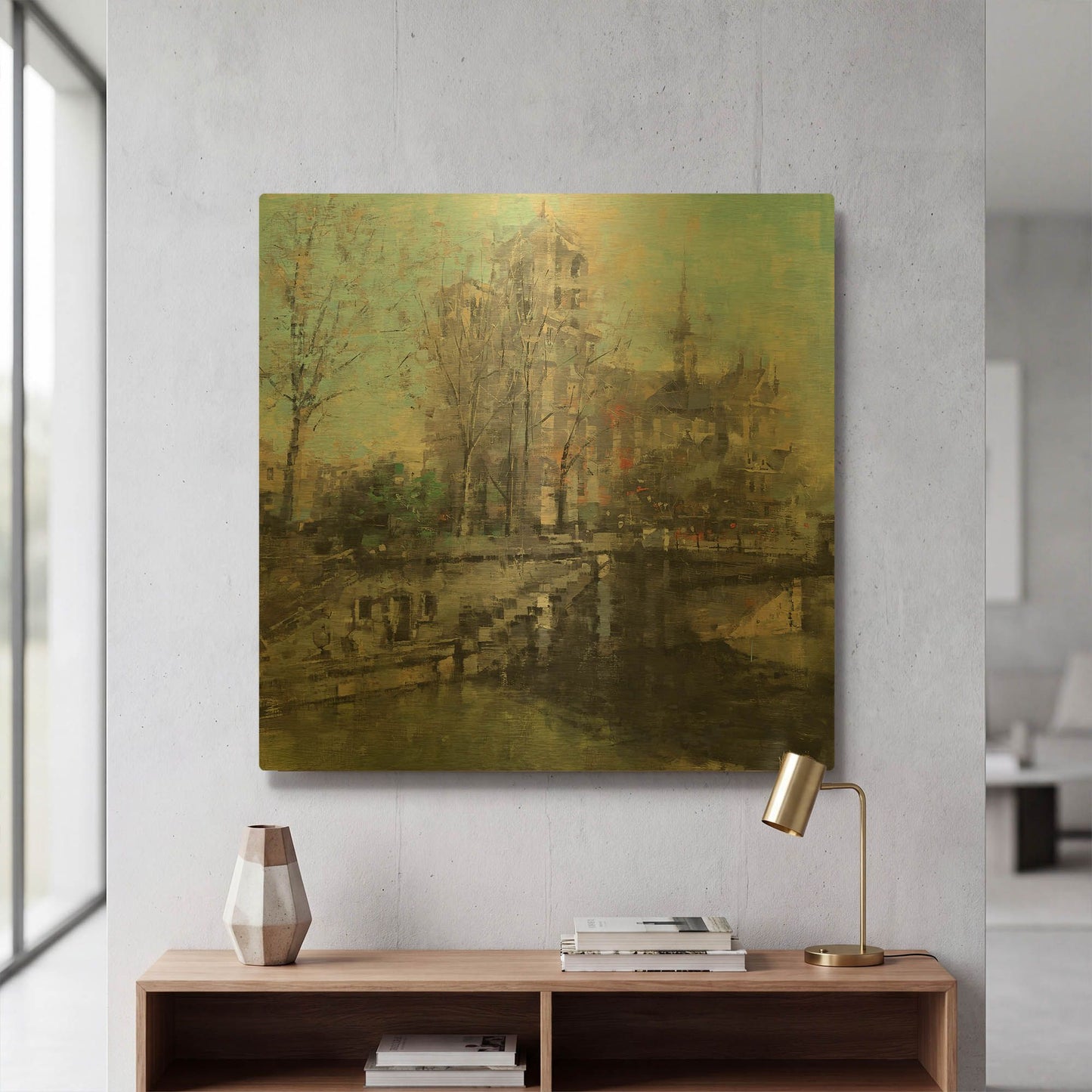 'Notre Dame on the Seine' By Mark Lague Gold Metal Wall Art