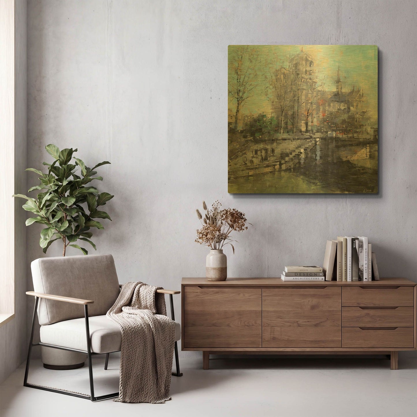 'Notre Dame on the Seine' By Mark Lague Gold Metal Wall Art