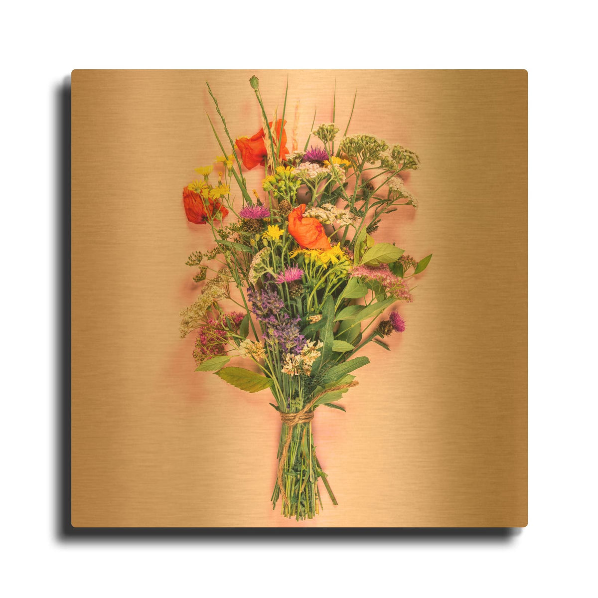 'Wildflower Bouquet' By Incado Gold Metal Wall Art