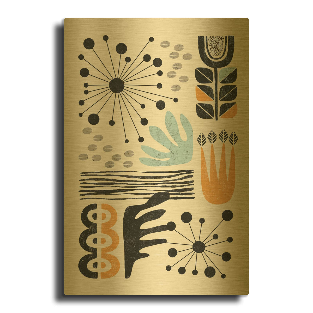 'Abstract Garden 2' By Ioana Horvat Gold Metal Wall Art