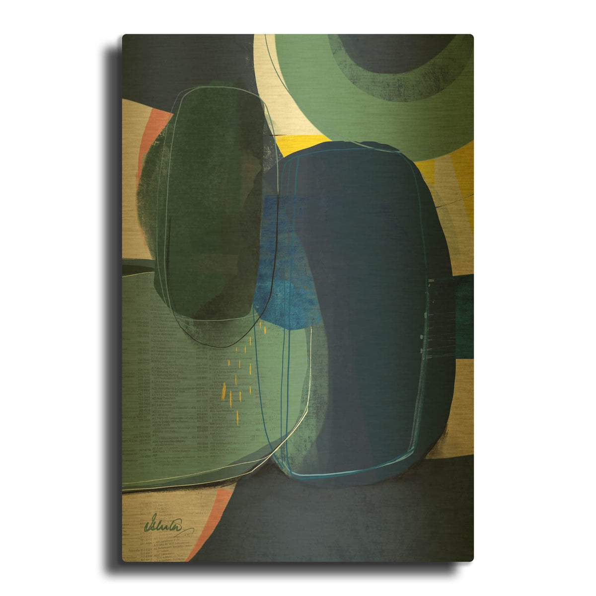 'Green Fields 1' By Ishita Banerjee Gold Metal Wall Art