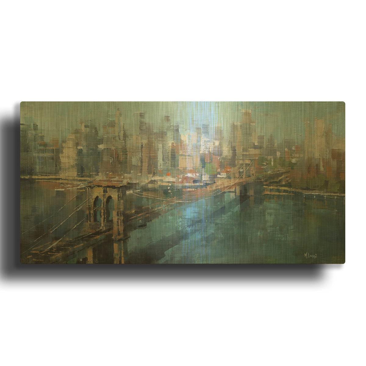 'Brooklyn Bridge' By Mark Lague Gold Metal Wall Art