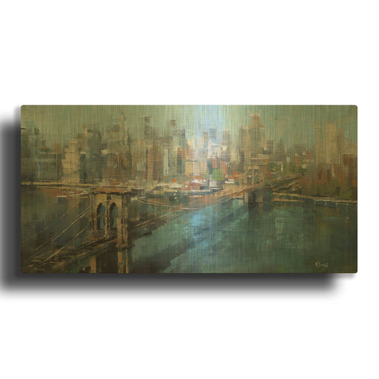 'Brooklyn Bridge' By Mark Lague Gold Metal Wall Art