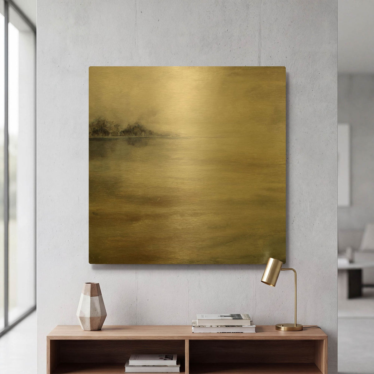 'Morning Mist' By Karen Hale Gold Metal Wall Art