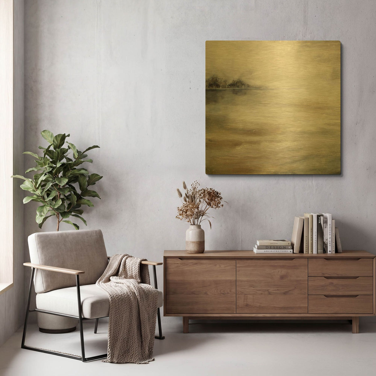 'Morning Mist' By Karen Hale Gold Metal Wall Art