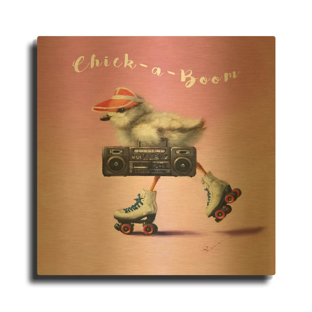 'Roller Chick' By Lucia Heffernan Gold Metal Wall Art
