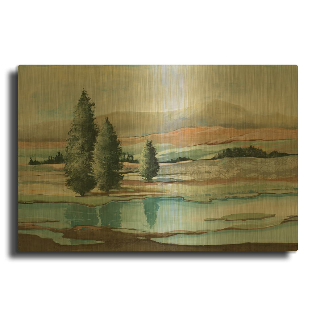'Max Maxx-trees Across The River' By Max Maxx Gold Metal Wall Art