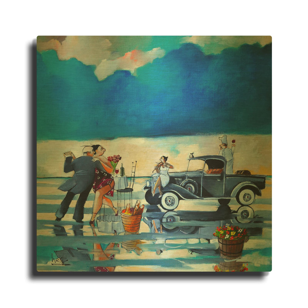 'Date Night One' By Ronald West Gold Metal Wall Art