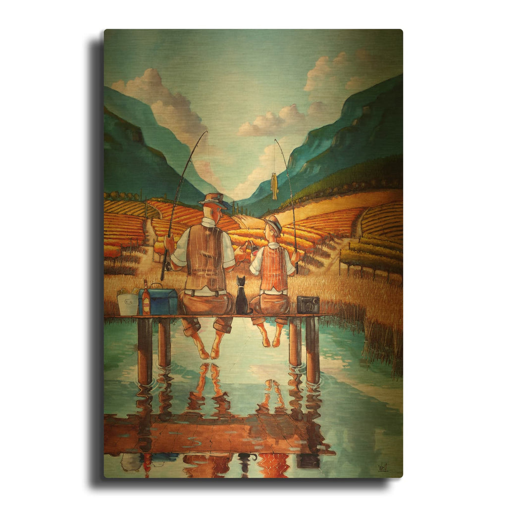 'First Catch' By Ronald West Gold Metal Wall Art