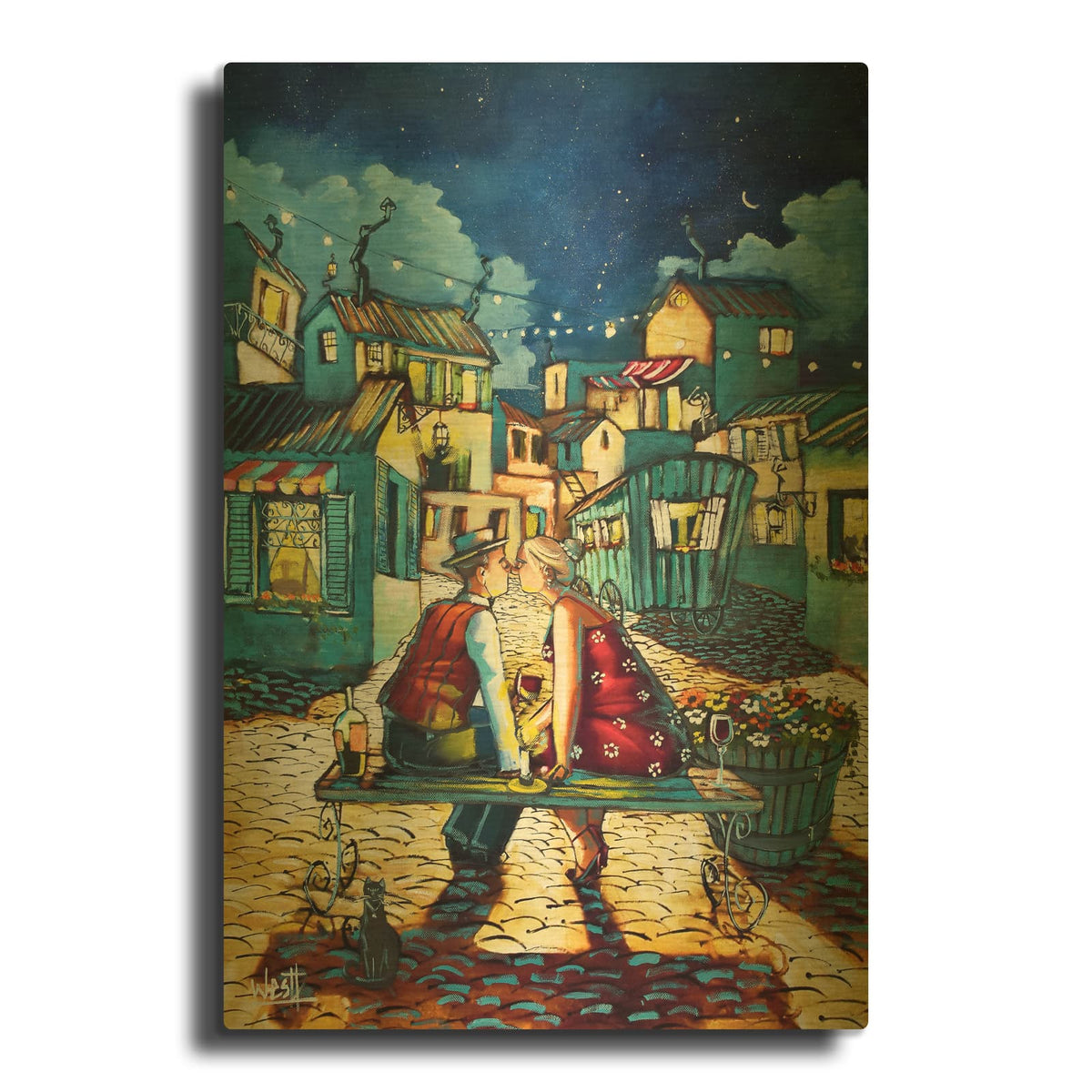 'First Kiss' By Ronald West Gold Metal Wall Art