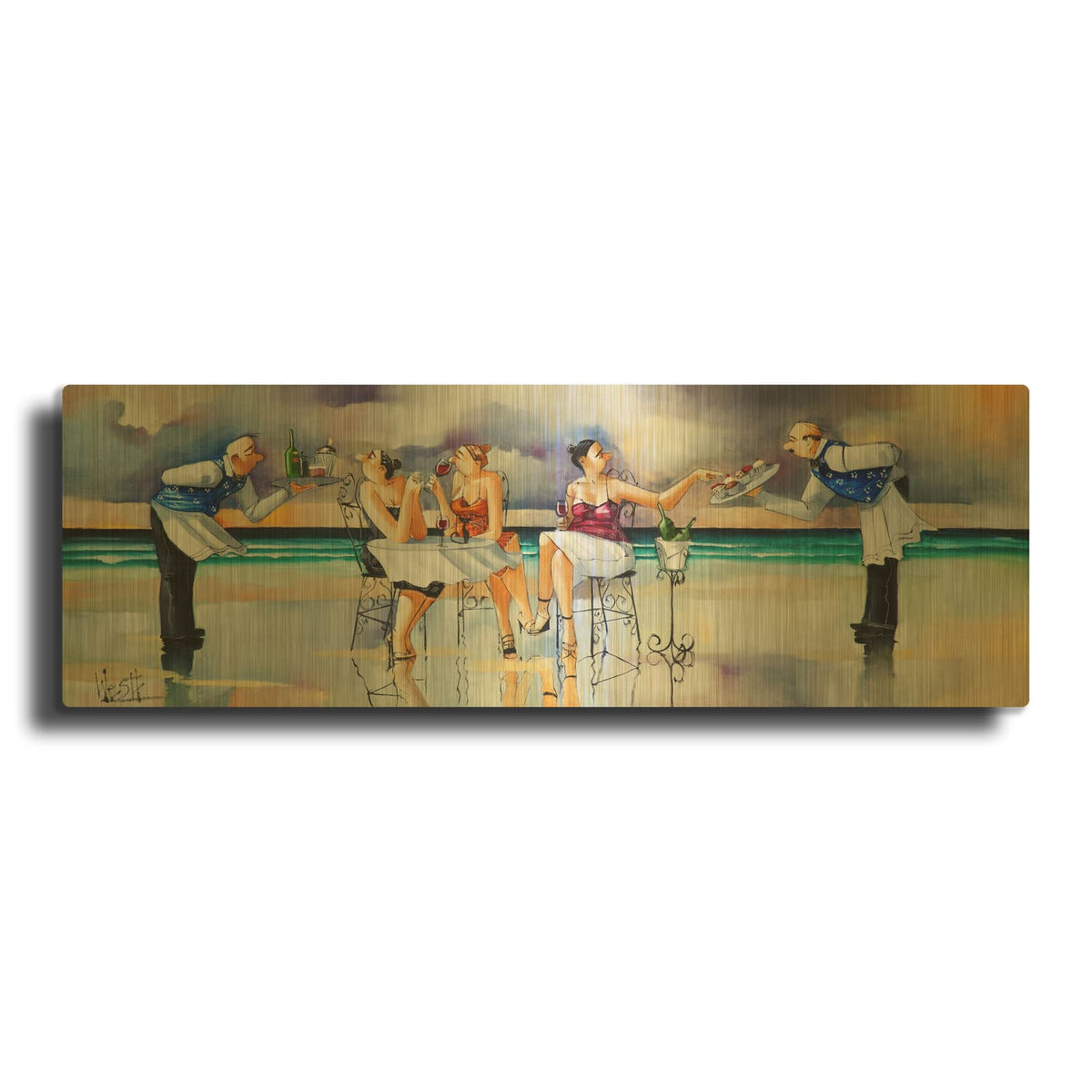 'Ladies Night' By Ronald West Gold Metal Wall Art