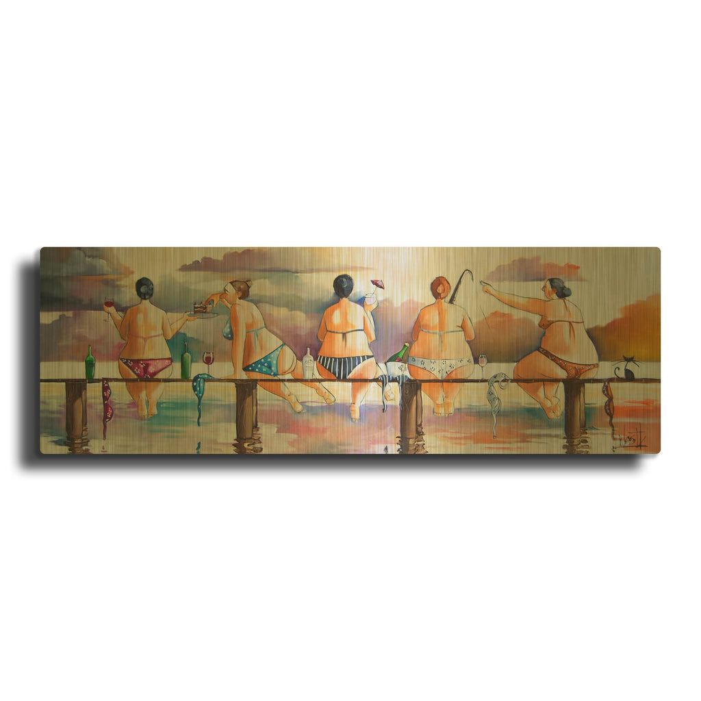 'Sunday With Friends' By Ronald West Gold Metal Wall Art
