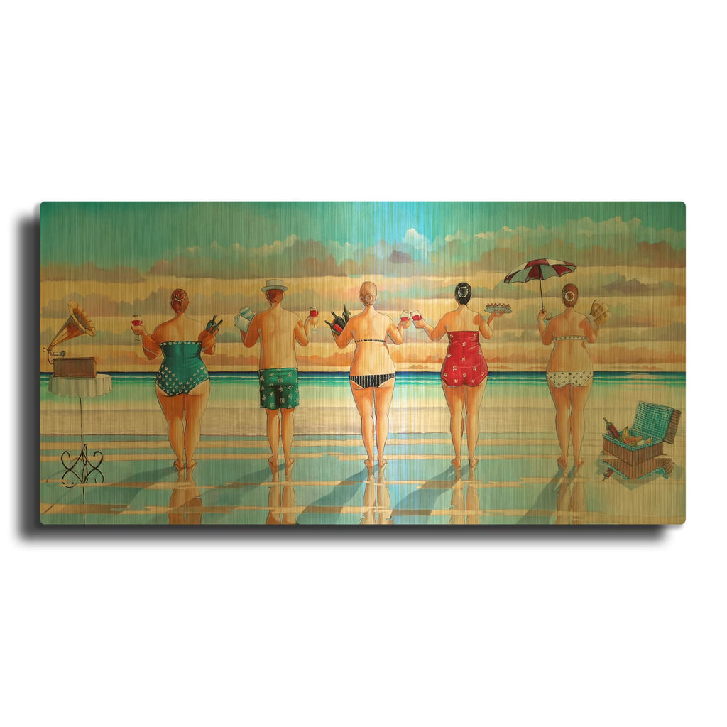 'Watching Sunset' By Ronald West Gold Metal Wall Art