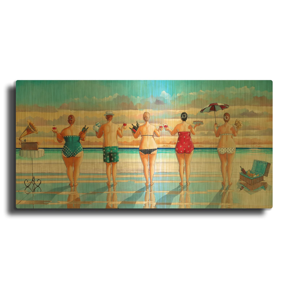 'Watching Sunset' By Ronald West Gold Metal Wall Art
