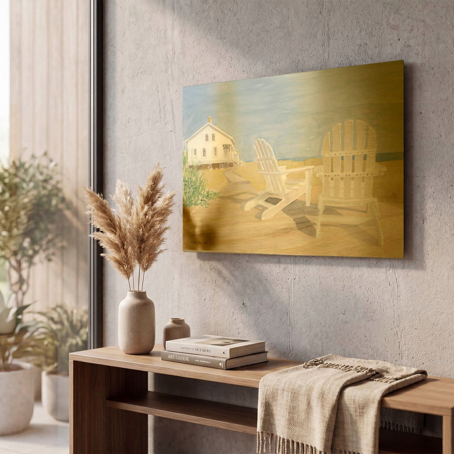 'Beach Chairs 1' By Stellar Design Studio Gold Metal Wall Art