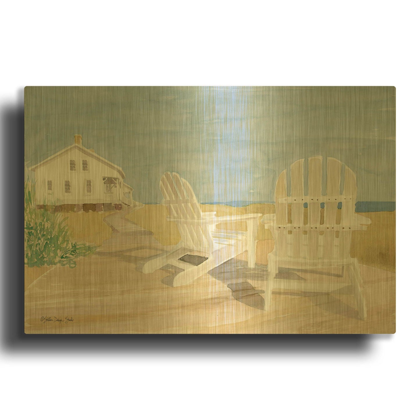 'Beach Chairs 1' By Stellar Design Studio Gold Metal Wall Art