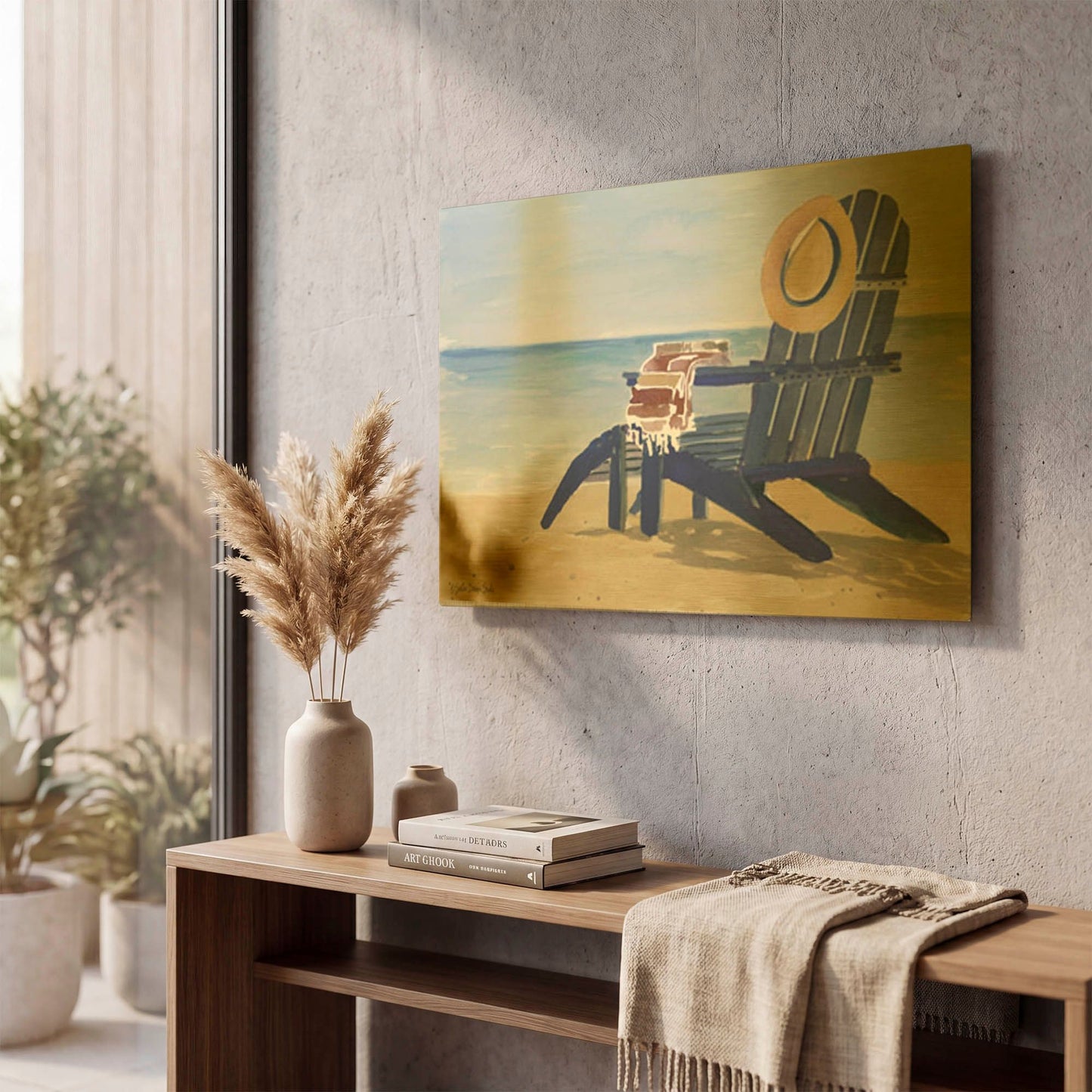 'Beach Chairs 2' By Stellar Design Studio Gold Metal Wall Art