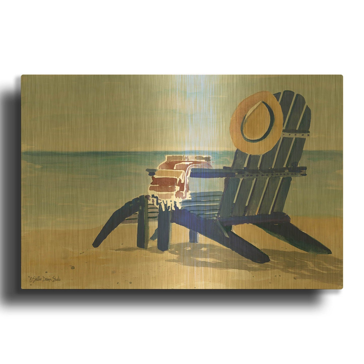 'Beach Chairs 2' By Stellar Design Studio Gold Metal Wall Art