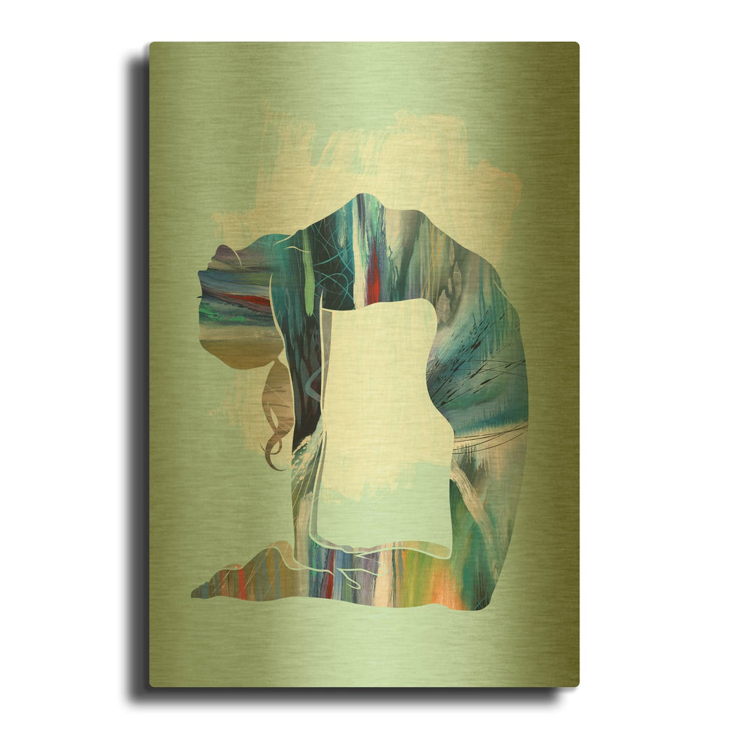 'Camel Pose Moon' By Tim Parker Gold Metal Wall Art