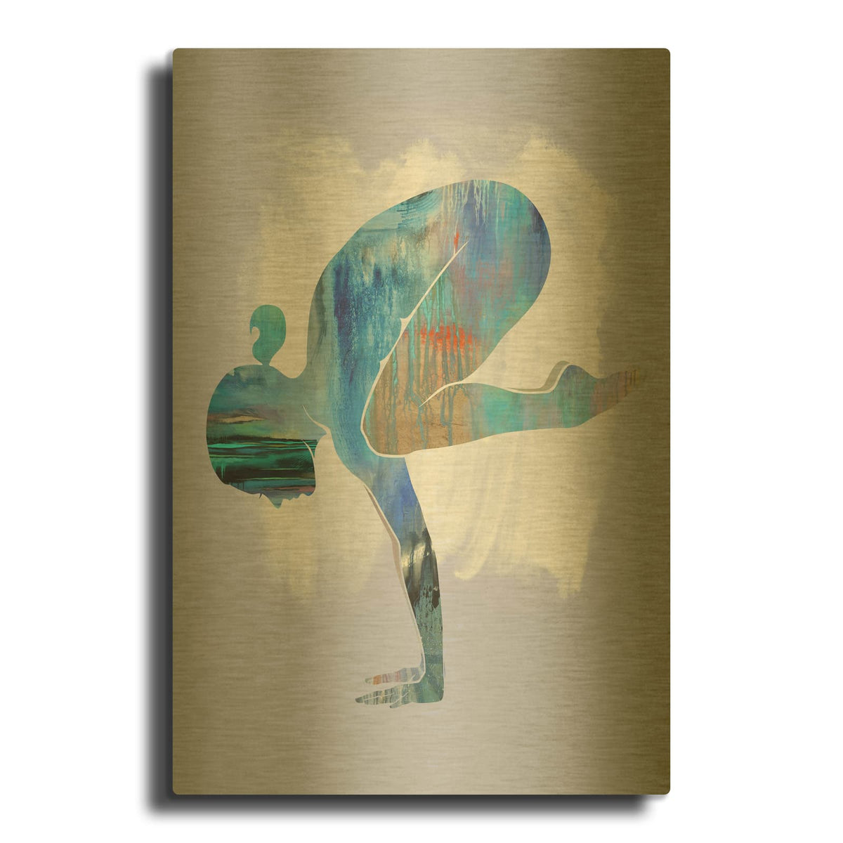 'Crow Pose Moon' By Tim Parker Gold Metal Wall Art