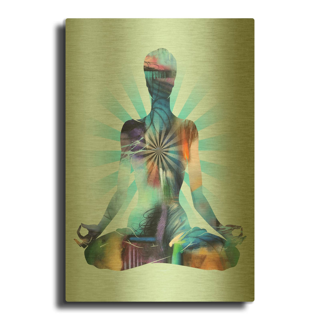 'Lotus Pose Moon' By Tim Parker Gold Metal Wall Art