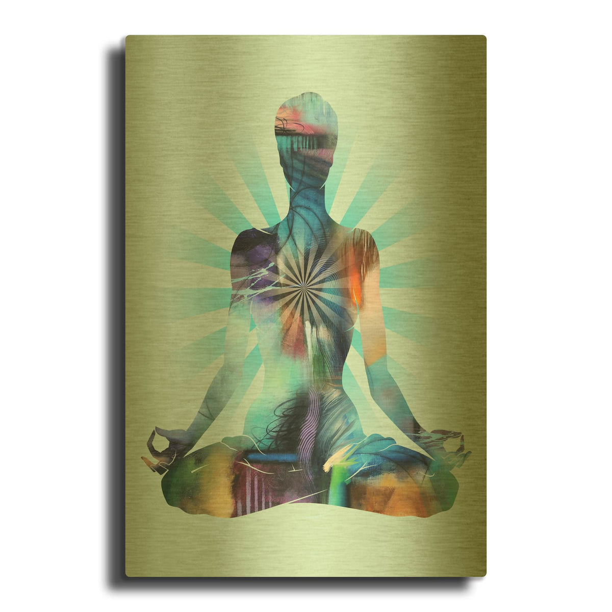 'Lotus Pose Moon' By Tim Parker Gold Metal Wall Art