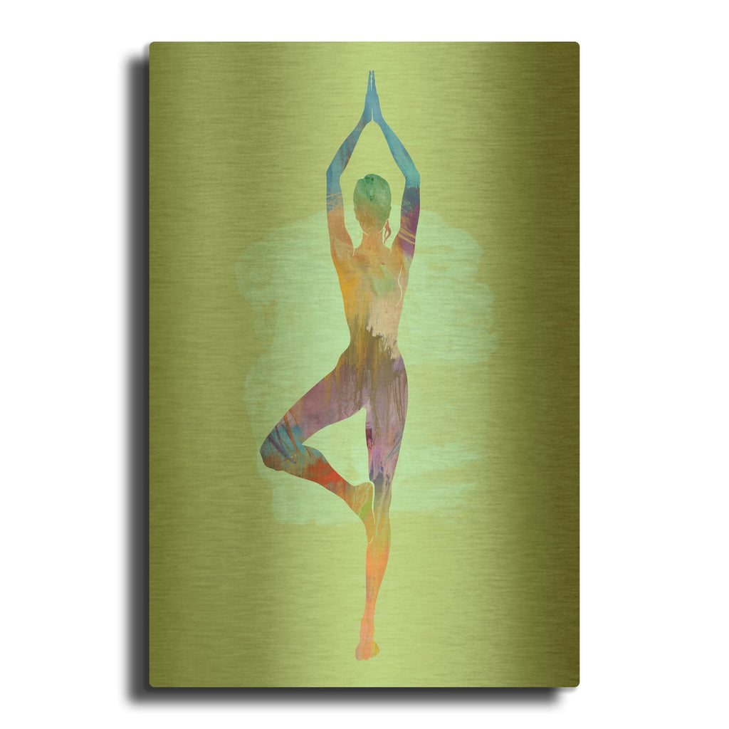 'Tree Pose Two Moon' By Tim Parker Gold Metal Wall Art