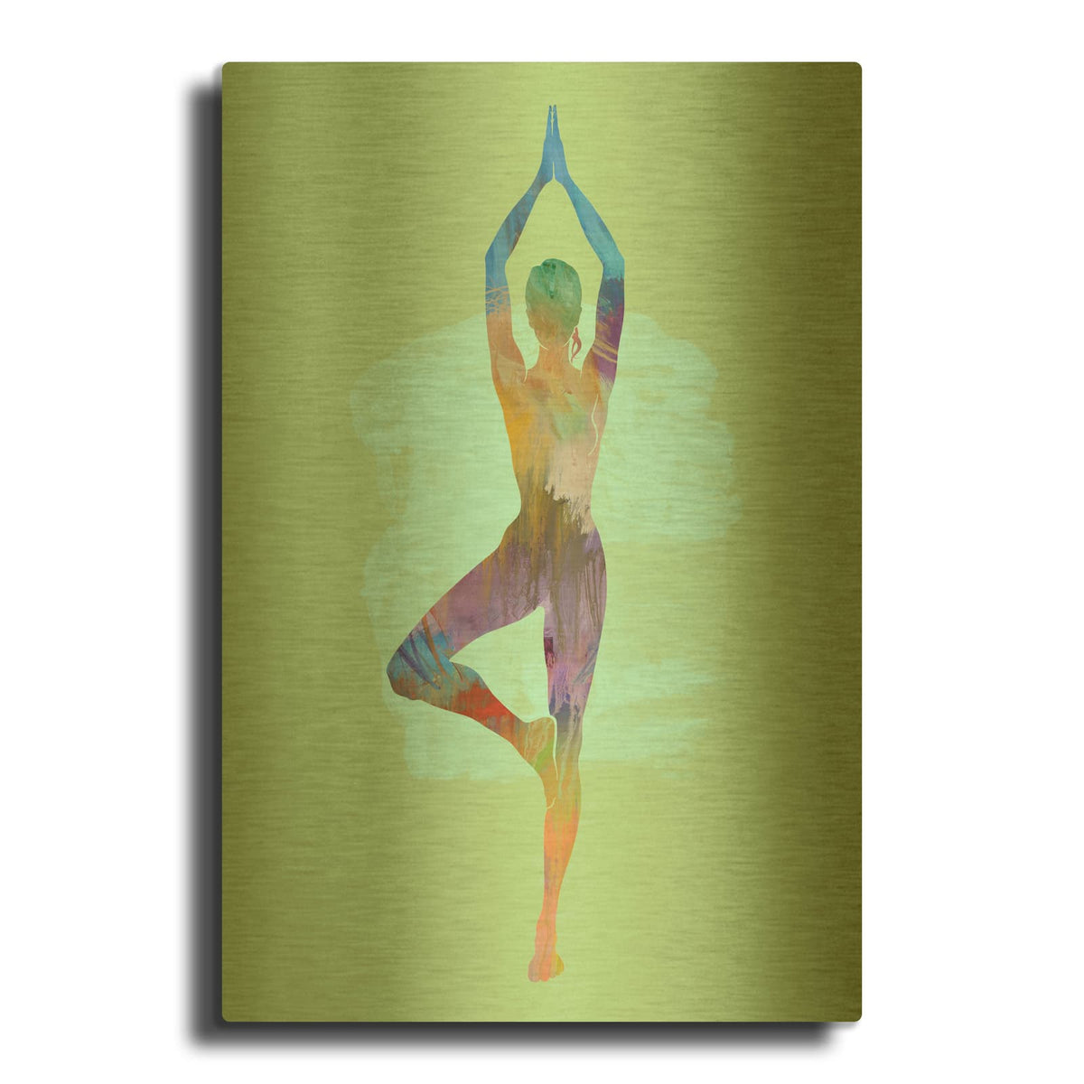 'Tree Pose Two Moon' By Tim Parker Gold Metal Wall Art