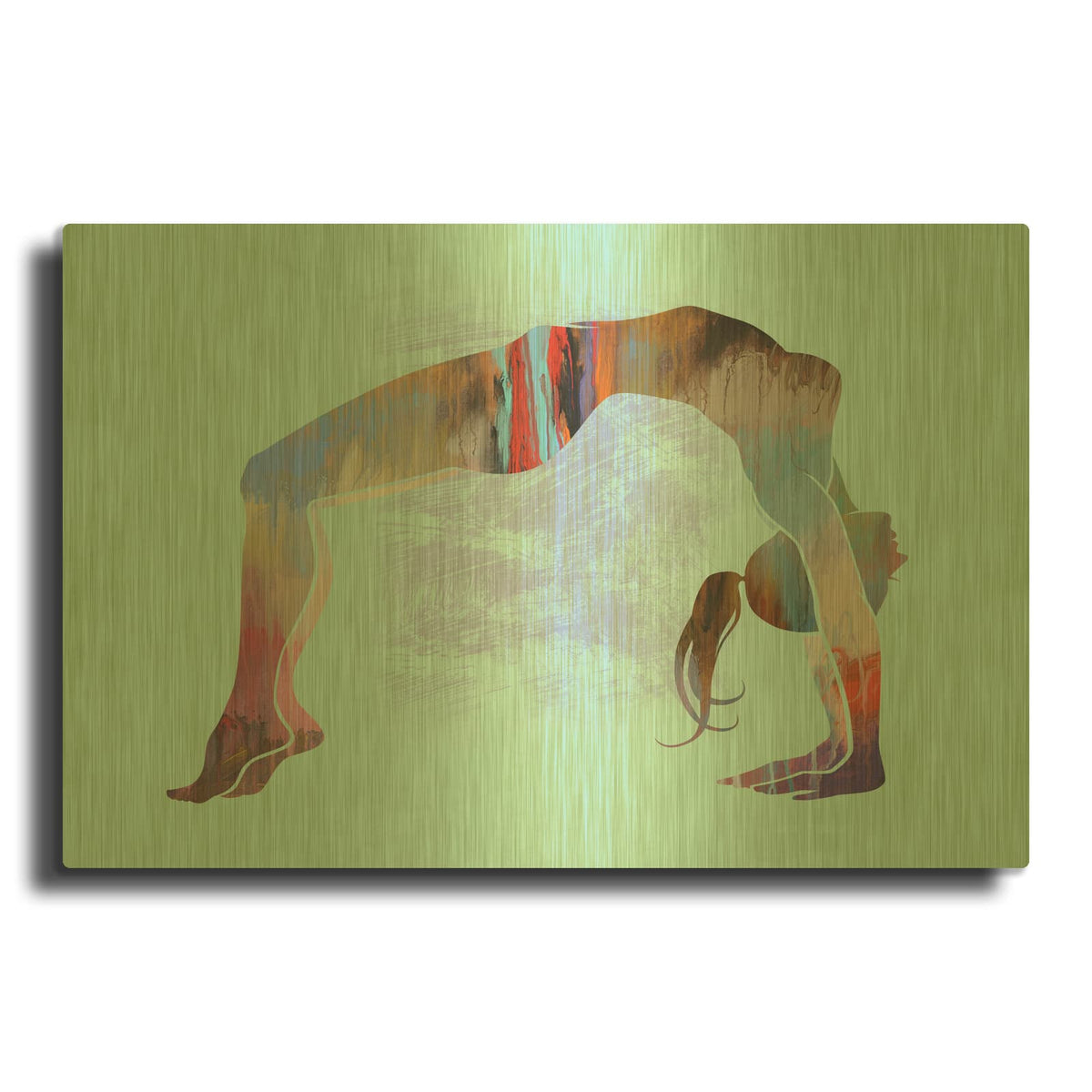 'Upward Bow Pose Moon' By Tim Parker Gold Metal Wall Art