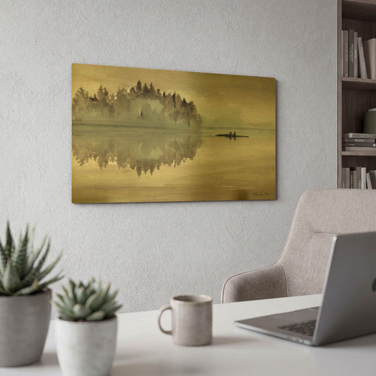 'Lake Fishing I' By Stellar Design Studio Gold Metal Wall Art